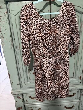 Gianni Bini Leopard Print Mini Dress - Beige and Black